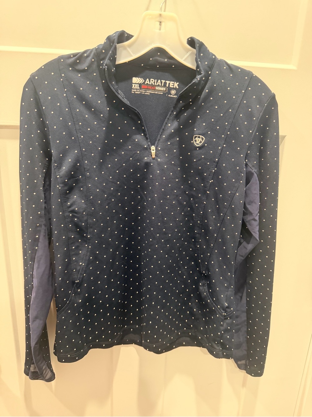 AriatTEK Girls XXL Navy Polka Dot 1/4 Zip Equestrian Hoodie